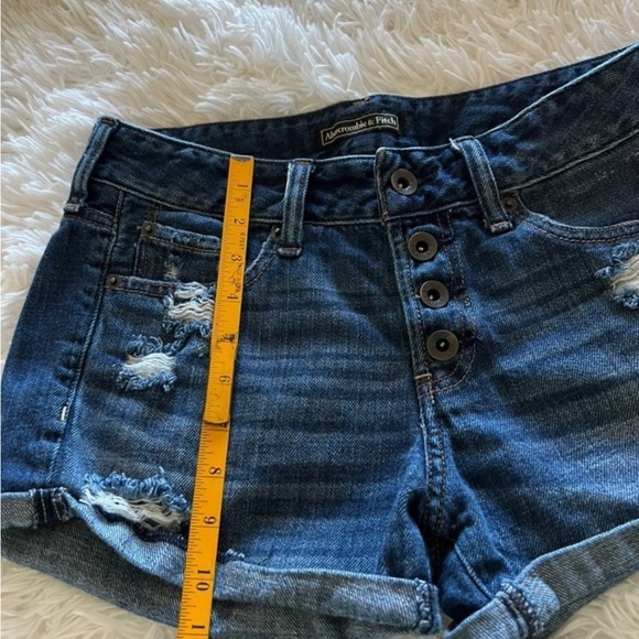 Abercrombie and Fitch Distressed Button Fly Denim Shorts - Picture 7 of 10
